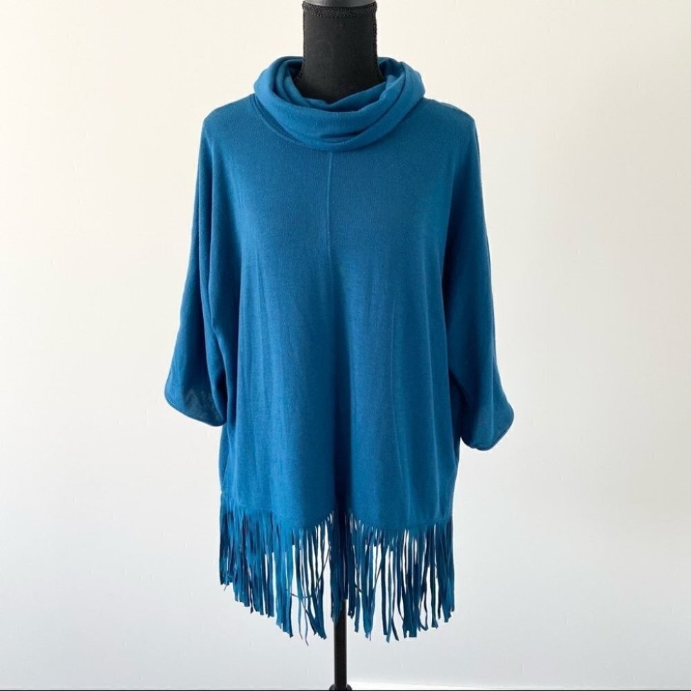 Terre Bleue Fringe Relaxed Fit Boho Sweater
